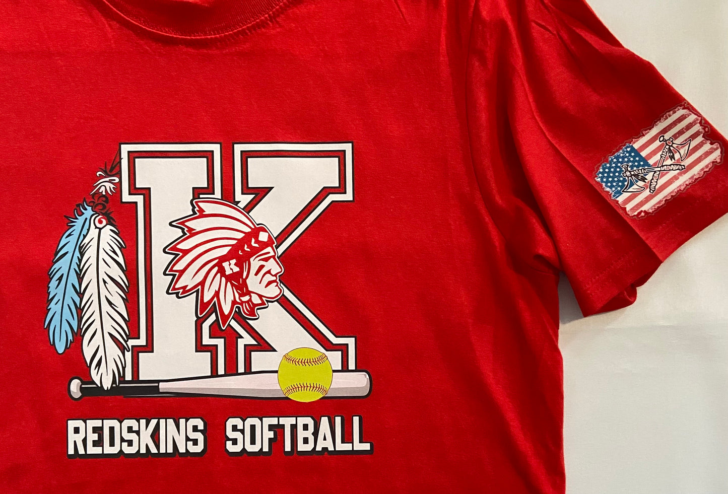 Knox Redskins SOFTBALL T-shirt - Red - Adult and Youth Sizes