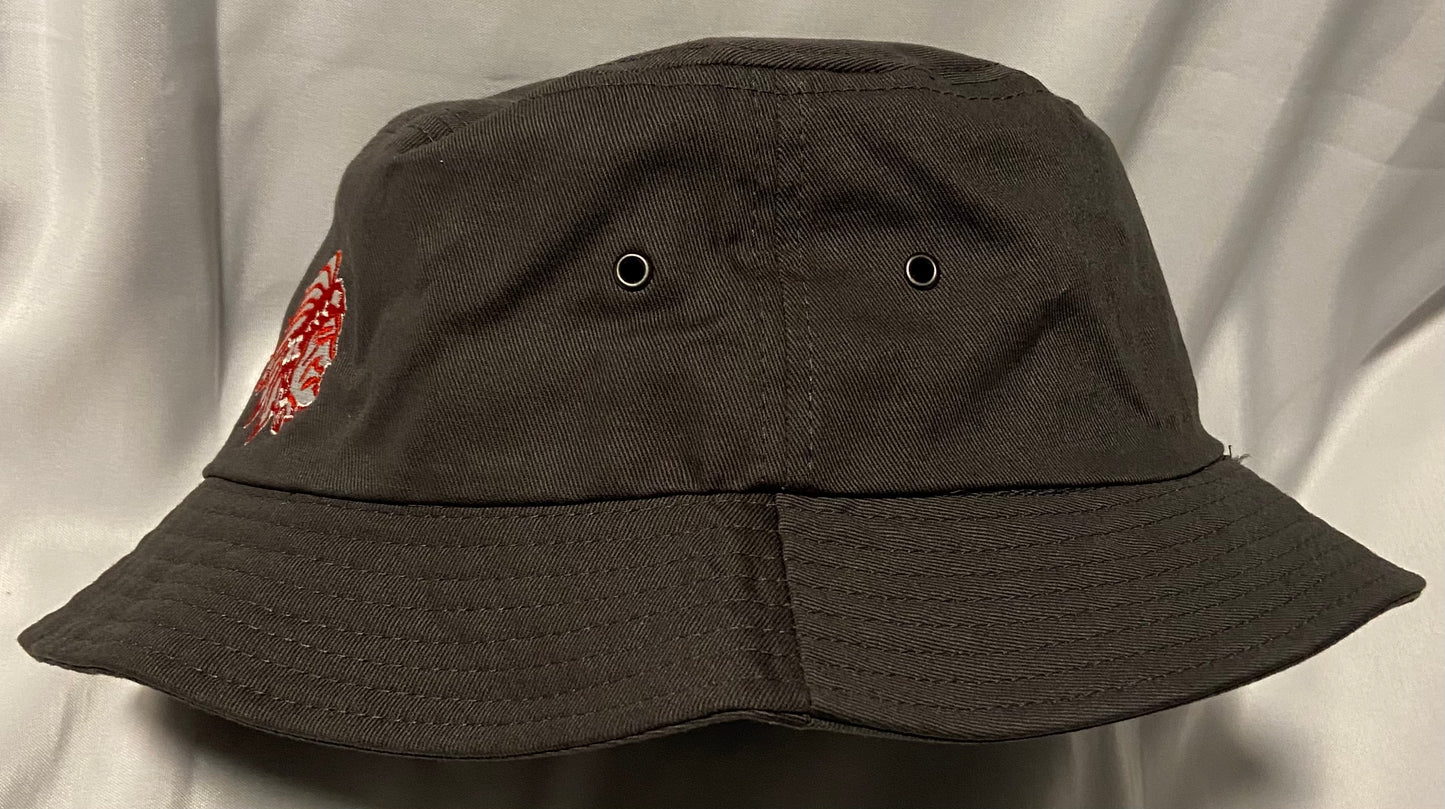 Knox Redskins Embroidered Floppy Hat - Bucket Cap - Dark Grey