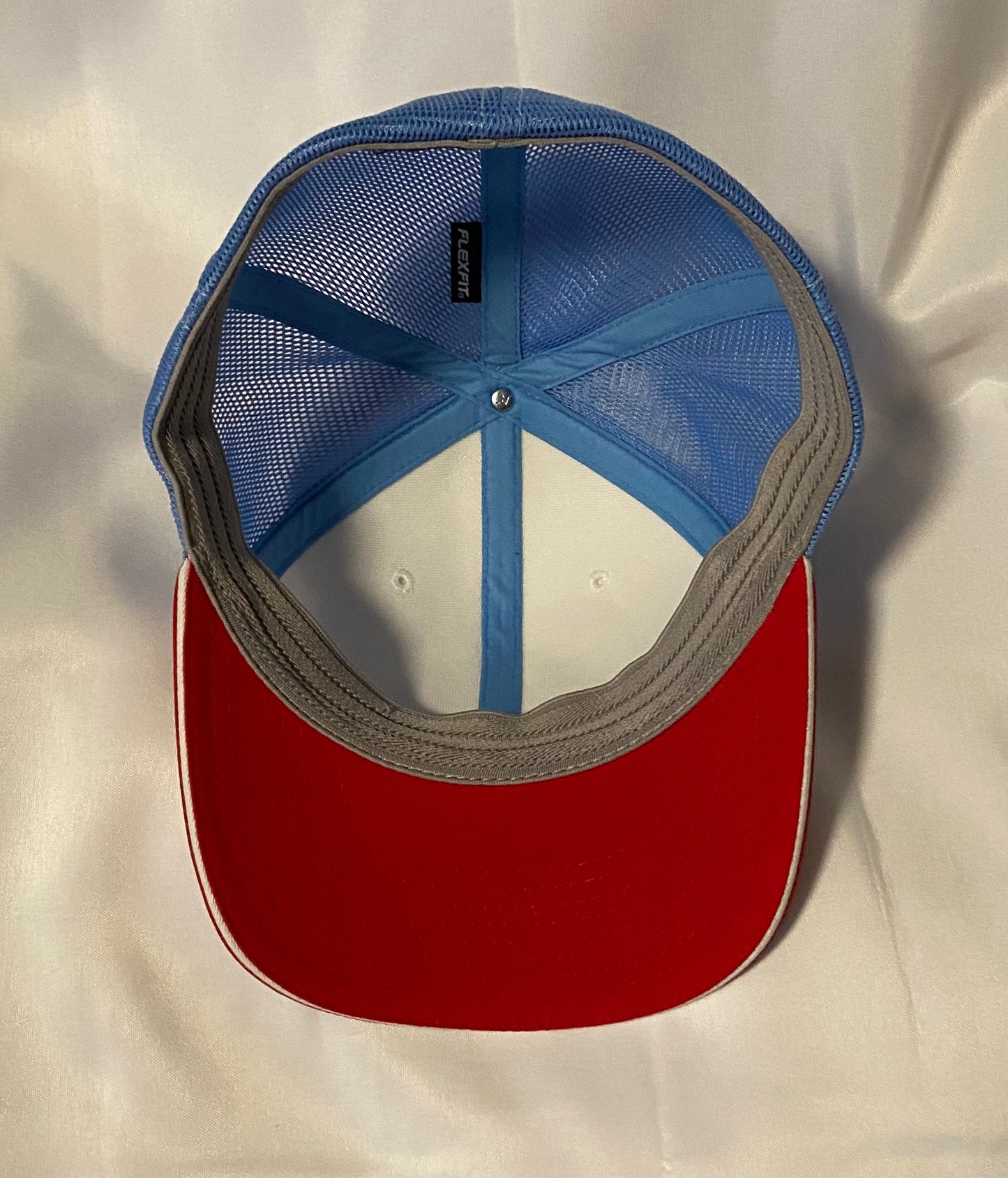 Knox Redskins 3D FlexFit Baseball Hat - Fitted cap S/M or L/XL - White/Baby Blue/Red