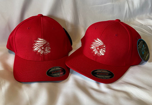 Knox Redskins Embroidered FlexFit Baseball Hat - Fitted cap S/M or L/XL - Red