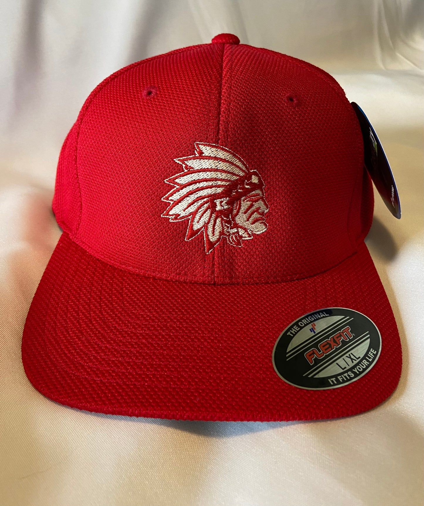Knox Redskins Embroidered FlexFit Baseball Hat - Fitted cap S/M or L/XL - Red