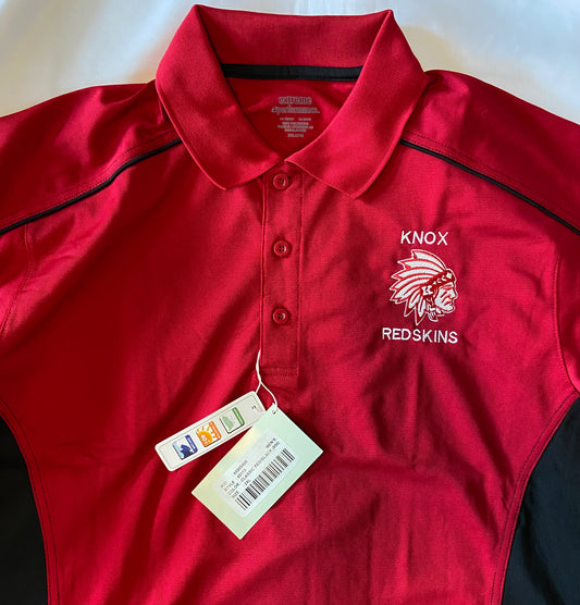 Embroidered Knox Redskins Polo 2XL - Red and Black - UPF 40+ Moisture Wicking