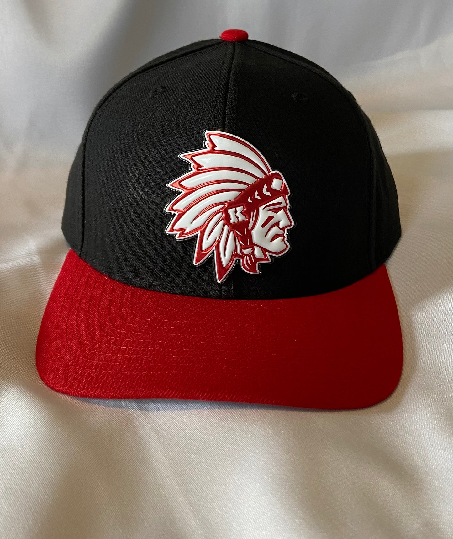 Knox Redskins 3D Patch Baseball Hat - Adjustable Cap Size - Black and Red