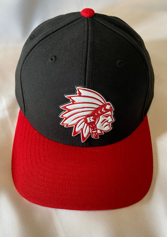 Knox Redskins 3D Patch Baseball Hat - Adjustable Cap Size - Black and Red