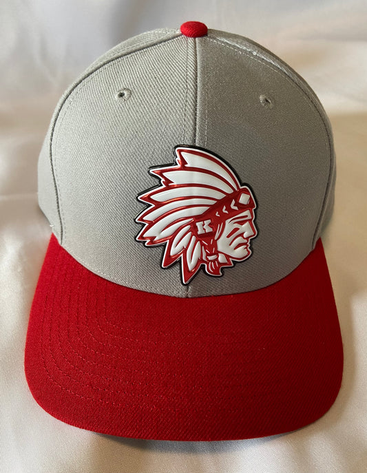 Knox Redskins 3D Patch Baseball Hat - Adjustable Cap Size - Grey and Red