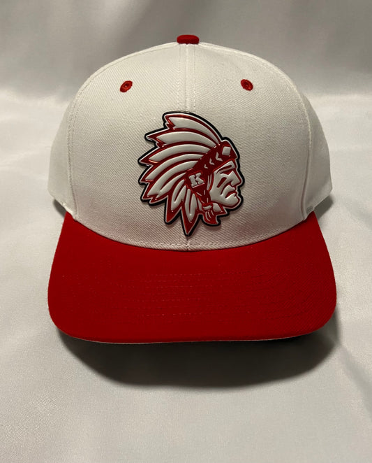 Knox Redskins 3D Patch Baseball Hat - Adjustable Cap Size - Red and White