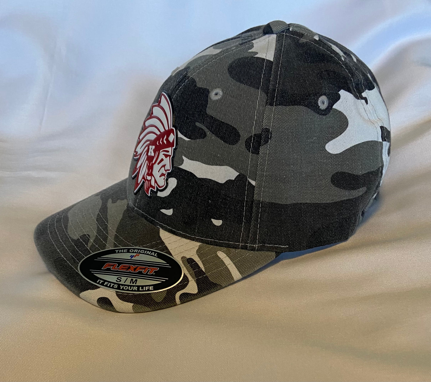 Knox Redskins 3D FlexFit Camo Hat - Fitted S/M Grey Camouflage Cap