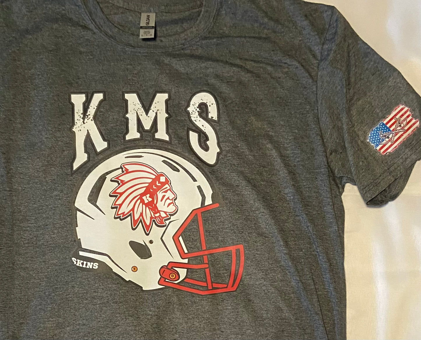 KMS Redskins FOOTBALL Team T-shirt - Dark Grey - Adult and Youth Sizes