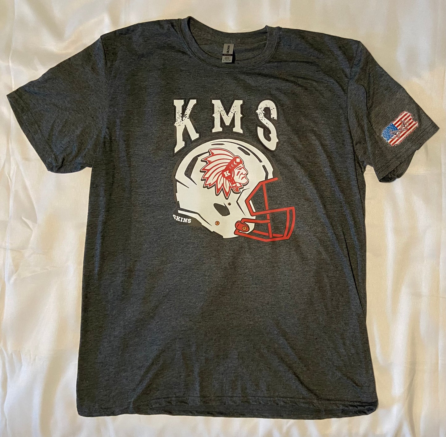 KMS Redskins FOOTBALL Team T-shirt - Dark Grey - Adult and Youth Sizes