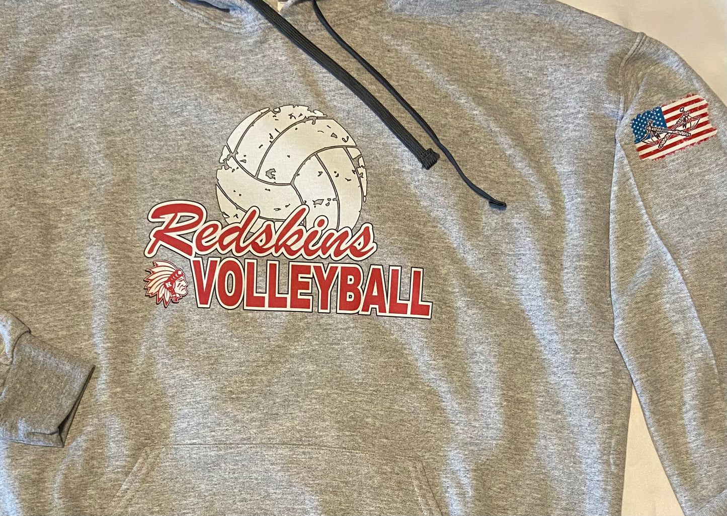 Knox Redskins VOLLEYBALL Team Hoodie - Grey - Adult and Youth Sizes