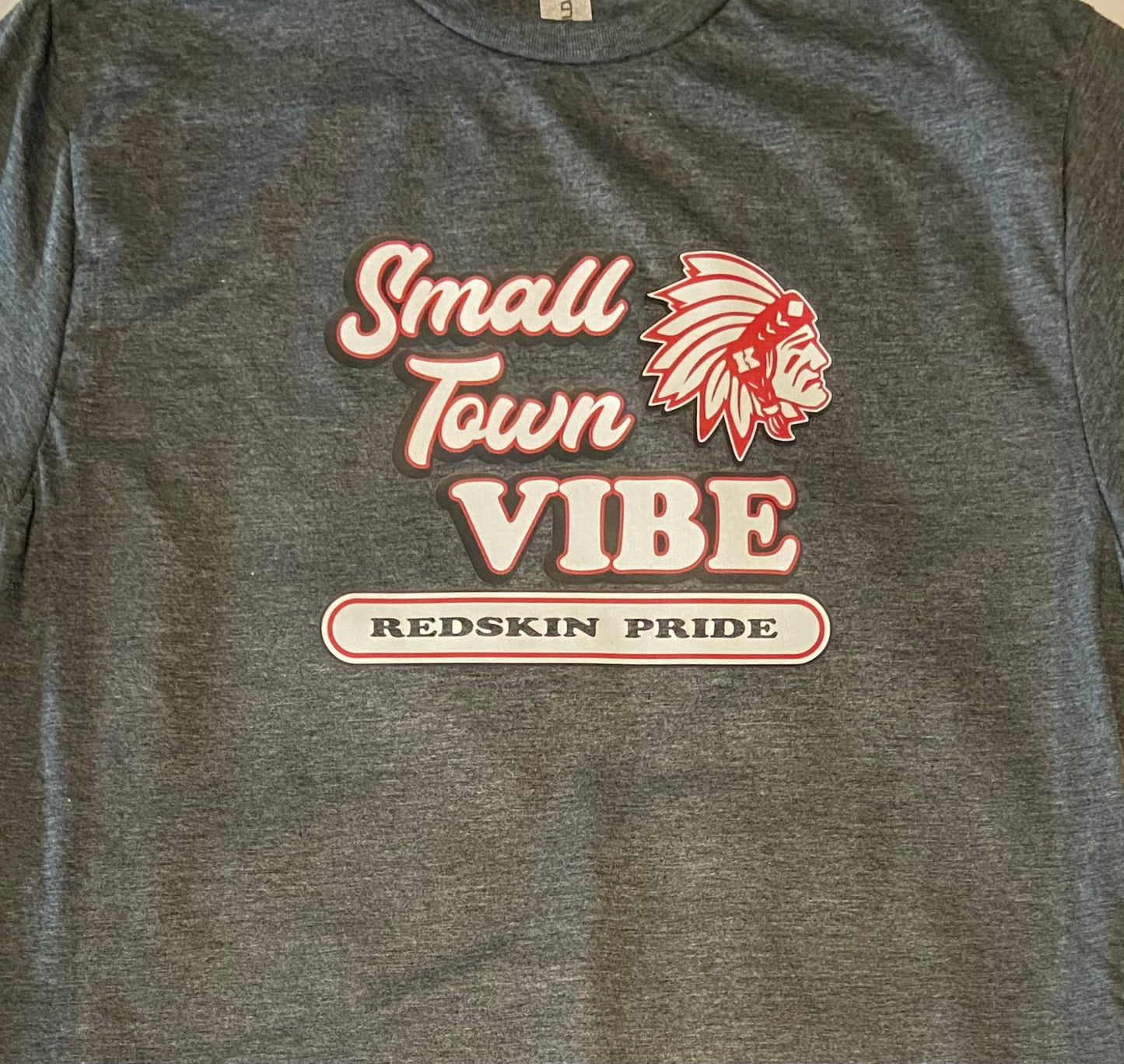 Small Town Vibe Redskin Pride - Long Sleeve T - Dark Grey - Knox Redskins