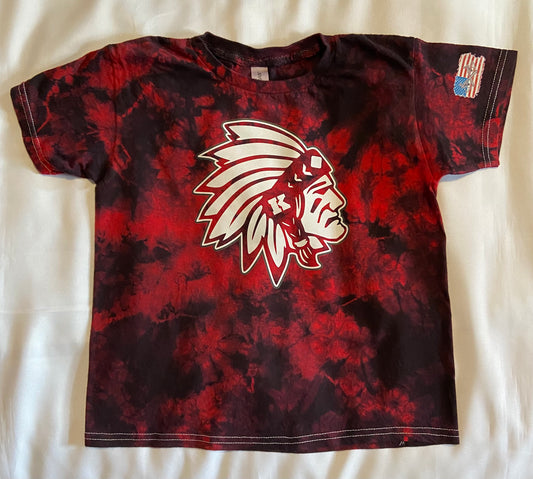 Knox Redskins Tie Dye T-Shirt - Red/Black Crystal TieDye - Heavy Cotton - Adult and Youth