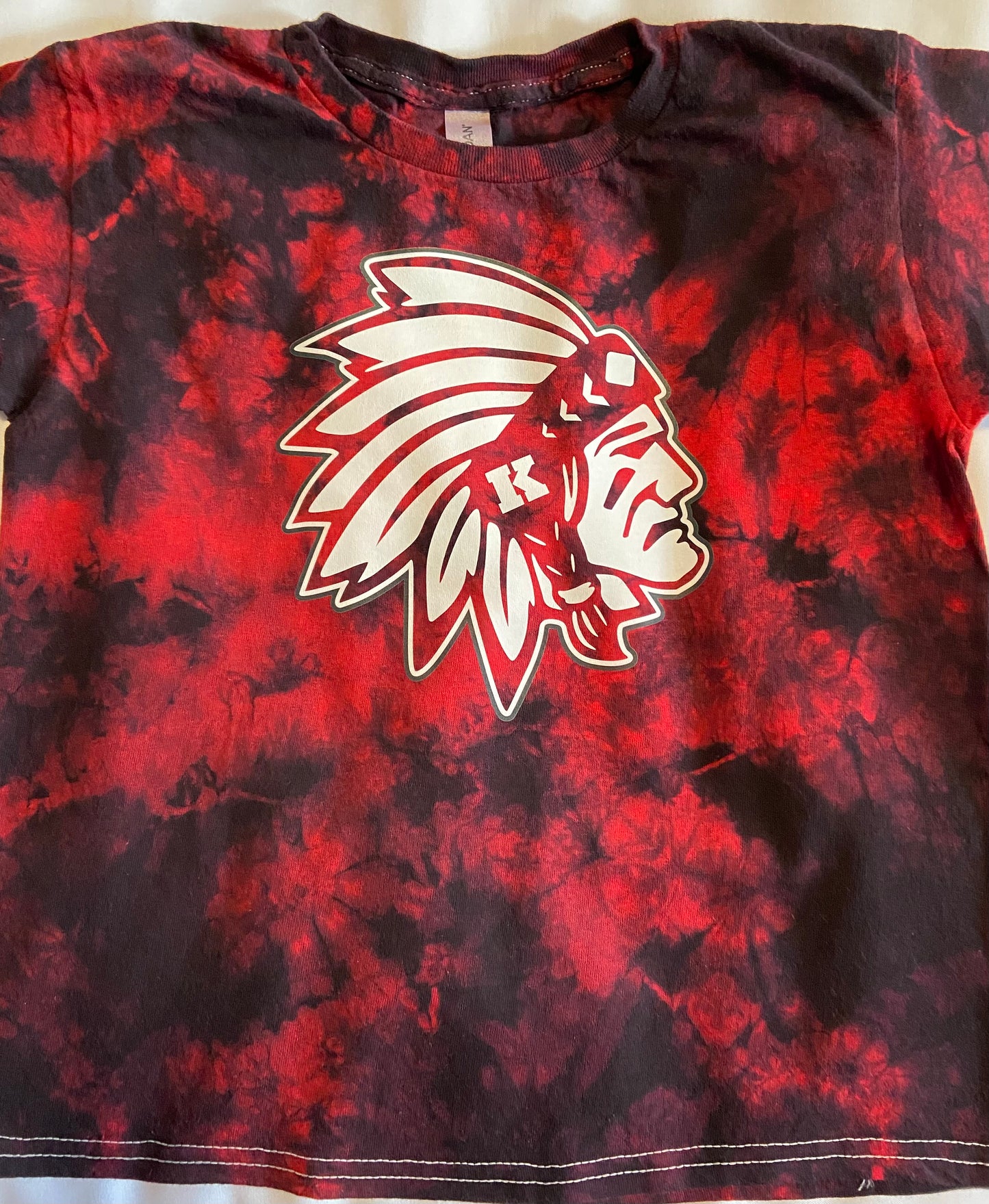 Knox Redskins Tie Dye T-Shirt - Red/Black Crystal TieDye - Heavy Cotton - Adult and Youth