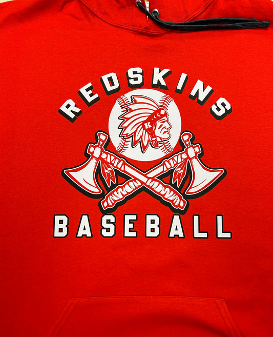 Knox Redskins Baseball Tomahawk T-shirt - Red - Adult and Youth Sizes