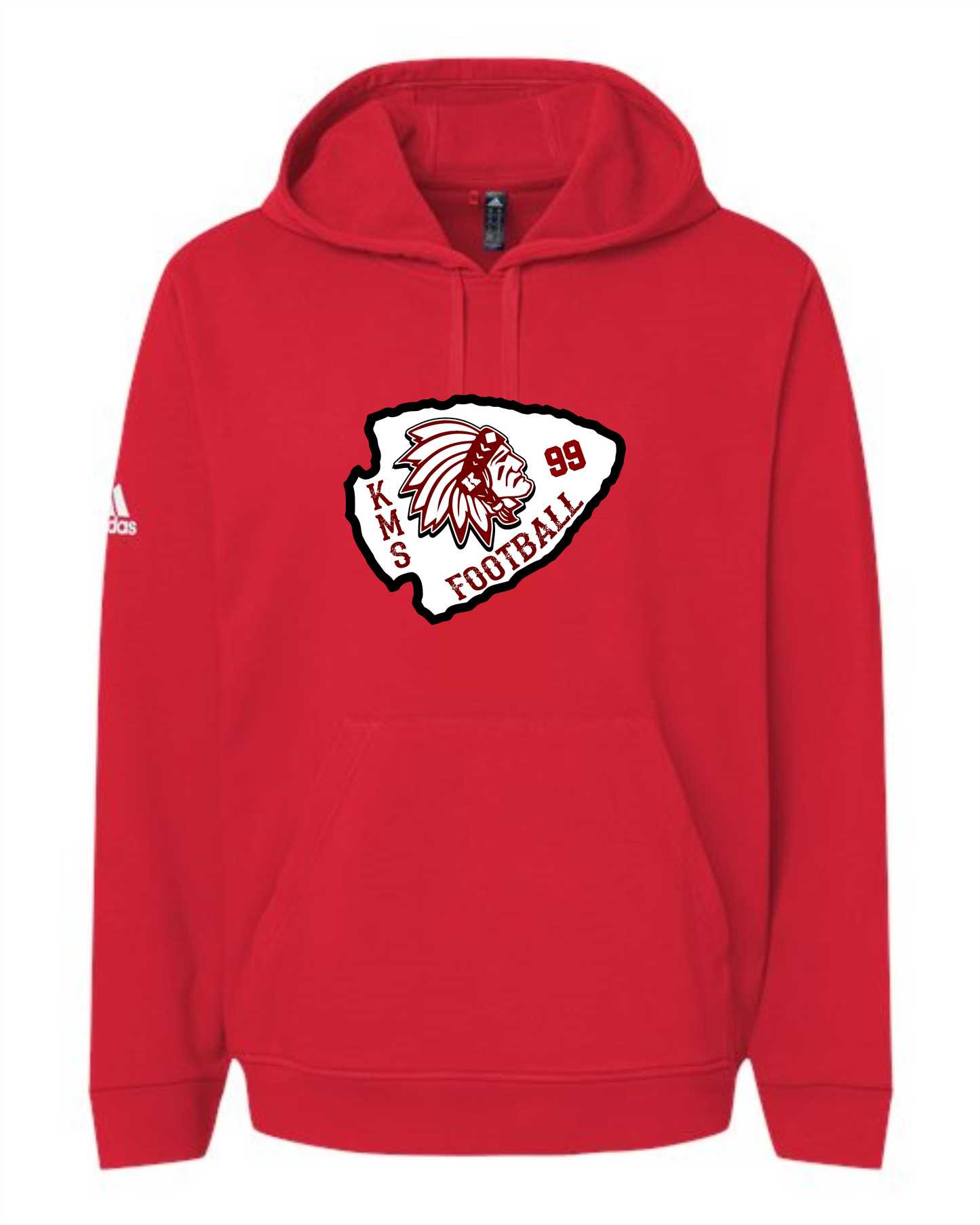 KMS Redskins Adidas Brand FOOTBALL Hoodie w/ Player Number - Red