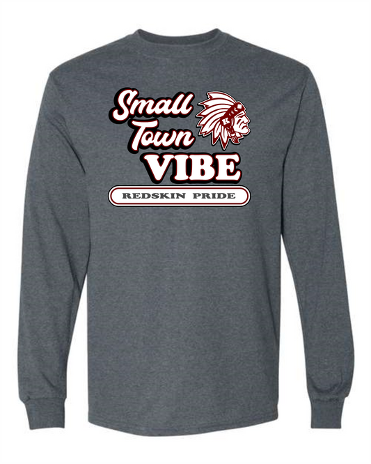 Small Town Vibe Redskin Pride - Long Sleeve T - Dark Grey - Knox Redskins