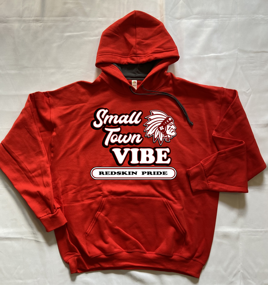 Small Town Vibe Redskin Pride Hoodie - Knox Redskins - Red - Optional Name on Back