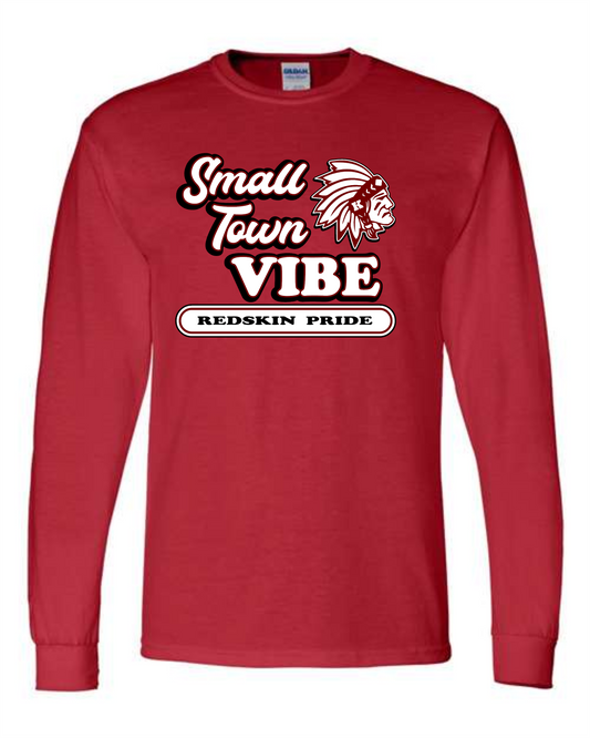 Small Town Vibe Redskin Pride Long Sleeve T-Shirt - Red - Knox Redskins