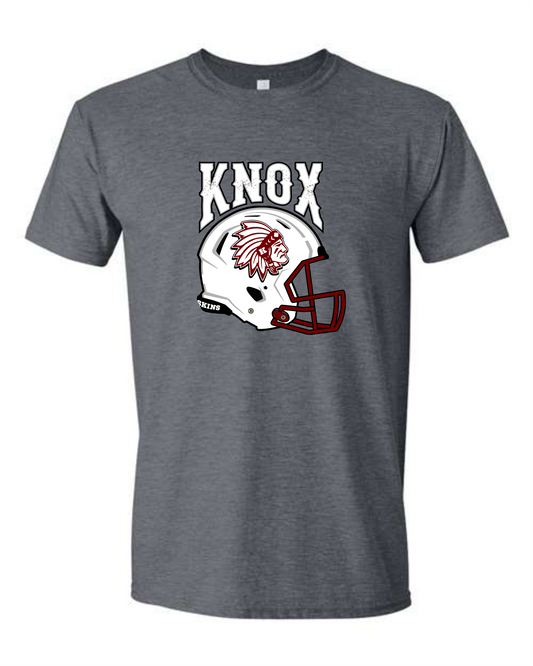Knox Redskins FOOTBALL Helmet T-shirt - Dark Grey - Adult and Youth Sizes