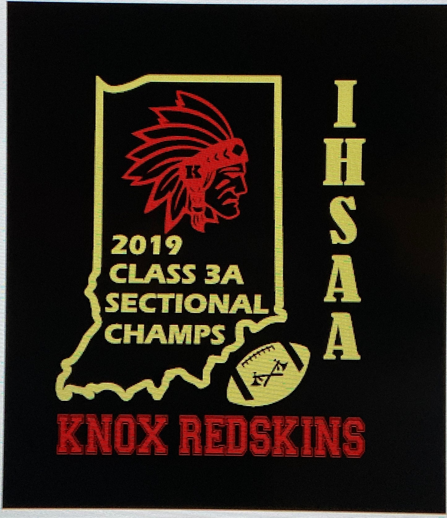 CLEARANCE - Knox Redskins Football 2019 3A Sectional Champions Shirt First in School History