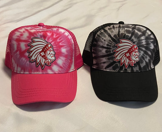 Knox Redskins 3D Patch Tie Dye Trucker Hat - 3 Color Choices - Adjustable OSFA